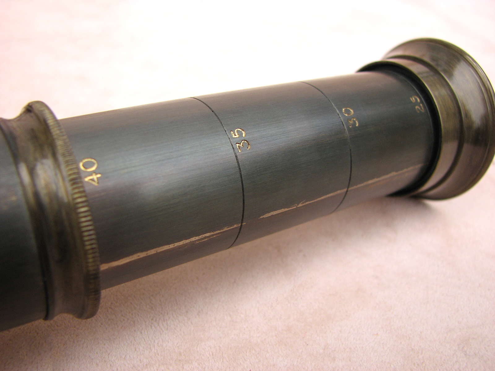 Broadhurst Clarkson 3 draw pancratic telescope up to 40x magnification, retailed by H Salanson Bristol
